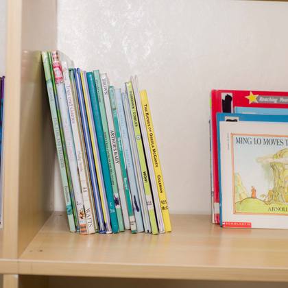 Golden Learners Academy library shelves